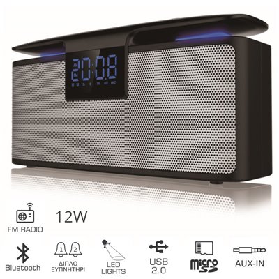 Akai ABTS-M10 Φορητό ηχείο Bluetooth και διπλό ξυπνητήρι με Aux-In, micro SD,ραδιόφωνο και USB – 12 W