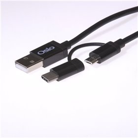 Osio OTU-495B Καλώδιο USB σε micro USB & USB TYPE C με αντάπτορα – 1 m