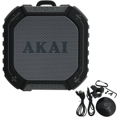 Akai ABTS-B7 Αδιάβροχο ηχείο Bluetooth με ραδιόφωνο, micro SD και AUX-In – 3 W