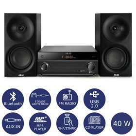 "Akai AM-301K Micro HiFi με Bluetooth Akai AM-301K Micro HiFi με Bluetooth, USB, Aux-In και CD player 40 W