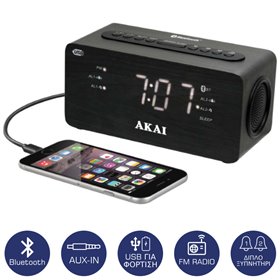 "Akai ACR-2993 Ψηφιακό ξυπνητήρι με Bluetooth Akai ACR-2993 Ψηφιακό ξυπνητήρι με Bluetooth, Aux-In, USB για φόρτιση κινητού και διπλή αφύπνιση