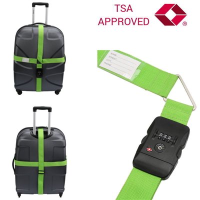 Olympia TSA 400 Διπλός ιμάντας ασφαλείας αποσκευών με συνδυασμό TSA Approved Πράσινος