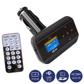 "Akai FMT-30 FM transmitter και φορτιστής αυτοκινήτου με USB Akai FMT-30 FM transmitter και φορτιστής αυτοκινήτου με USB, κάρτα SD και Aux-In