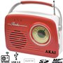 Akai APR-11R Ρετρό φορητό ραδιόφωνο με USB, κάρτα SD και Aux-In