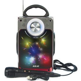 Akai CEU7300-BT Φορητό ηχείο Bluetooth karaoke με LED, μικρόφωνο, FM, USB, micro-SD και Aux-In – 6 W