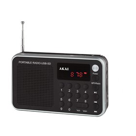 "Akai DR002A-521 Μαύρο Φορητό ψηφιακό ραδιόφωνο με USB Akai DR002A-521 Μαύρο Φορητό ψηφιακό ραδιόφωνο με USB, κάρτα SD και Aux-In