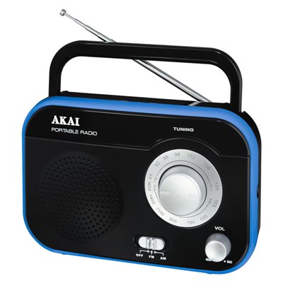 Akai PR003A-410B Φορητό αναλογικό ραδιόφωνο με είσοδο ακουστικών 1 W