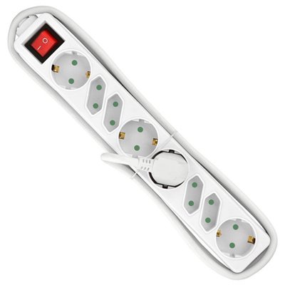 Heitech 04003492 Πολύπριζο 8 θέσεων με διακόπτη (4 σούκο και 4 απλές) και παιδική προστασία