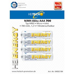 Heitech 04002184 Επαναφορτιζόμενες μπαταρίες Ni-Mh 4 τμχ AAA 700 mAh 1.2 V