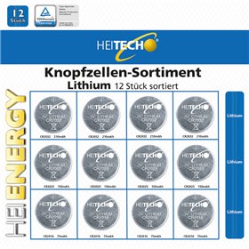 Heitech 04000384 Μπαταρίες λιθίου 12 τμχ 4 x CR 2032 – 4 x CR 2025 – 4 x CR 2016