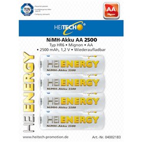 Heitech 04002183 Επαναφορτιζόμενες μπαταρίες Ni-Mh 4 τμχ HR6 Mignon AA 2500 mAh 1.2 V