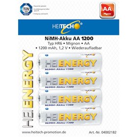 Heitech 04002182 Επαναφορτιζόμενες μπαταρίες Ni-Mh 4 τμχ HR6 AA 1200 mAh 1.2 V