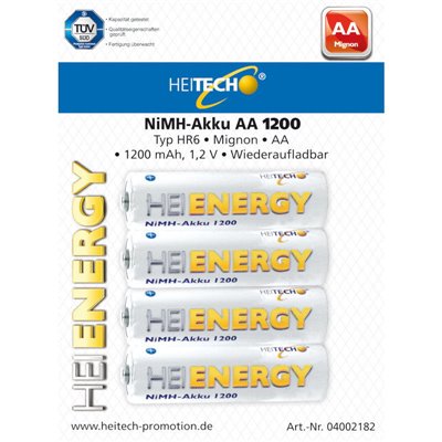 Heitech 04002182 Επαναφορτιζόμενες μπαταρίες Ni-Mh 4 τμχ HR6 AA 1200 mAh 1.2 V
