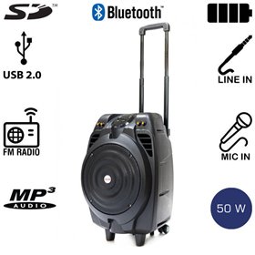 Akai SS023A-X10 Φορητό ηχείο Bluetooth με ενισχυτή, USB, SD, ασ. μικρόφωνο και ρόδες – 50 W RMS