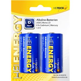 Heitech 04002078 Αλκαλικές μπαταρίες 2 τμχ Mono / D