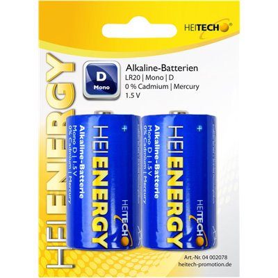 Heitech 04002078 Αλκαλικές μπαταρίες 2 τμχ Mono / D
