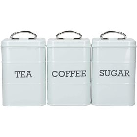 Σετ 3 δοχεία καφέ, τσαγιού και ζάχαρης Vintage μπλε Living Nostalgia
