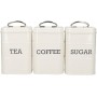 Σετ 3 δοχεία καφέ, τσαγιού και ζάχαρης KitchenCraft Living Nostalgia Steel σε κρεμ χρώμα