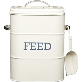 Kitchen Craft Living Nostalgia - Τσίγκινο κουτί με γραφή ζωοτροφών, 3 κιλών, με κουτάλι