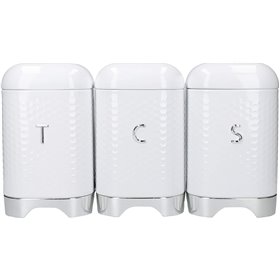 Βαζάκι αποθήκευσης τσάι, καφέ & ζάχαρη σε λευκό χρώμα