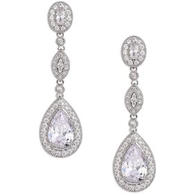 Κυβικά γυναικεία σκουλαρίκια με δάκρυ SWEETV σε ασημί