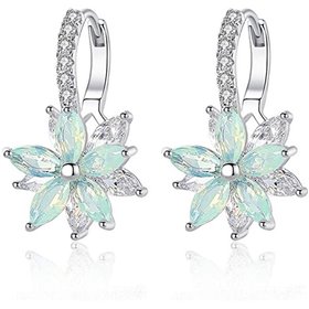 Σκουλαρίκια Lv.unique Ασημένια με λουλούδι Ζιργκόν με κρύσταλλο