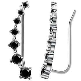 Μανσέτες αυτιών 7 μαύρων κρυστάλλων Elensan1 Bling