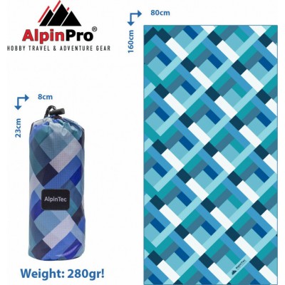 AlpinPro Dryfast Shapes Πετσέτα Σώματος Microfiber σε Μπλε χρώμα Norm II 160x80cm