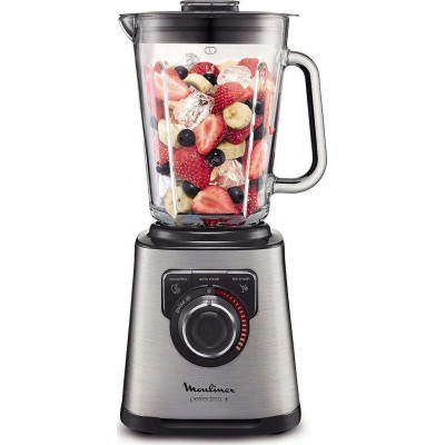 Moulinex LM811D Perfect Mix Μπλέντερ για Smoothies με Γυάλινη Κανάτα 2lt 1200Watt Inox