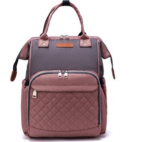 Τσάντα πλάτης μωρού LEQUEEN ροζ γκρι καπιτονέ B-565 Τσάντα πλάτης μωρού LEQUEEN ροζ γκρι καπιτονέ B-565
