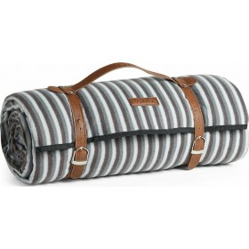 VonShef Picnic Blanket, Extra Large Κουβέρτα Πικ-Νικ από Αδιάβροχο Ύφασμα και Vegan Δερμάτινη Λαβή 200x220cm, Striped - 1000229