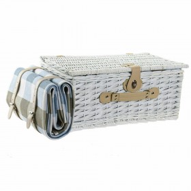 Dekodonia Καλάθι Πικ Νικ Σετ 44x30cm σε Λευκό χρώμα Dekodonia Καλάθι Πικ Νικ Σετ 44x30cm σε Λευκό χρώμα
