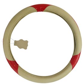 Κάλυμμα Τιμονιού Αυτοκινήτου Δερμάτινο Μπεζ-Κόκκινο Medium 38cm Κάλυμμα Τιμονιού Αυτοκινήτου Δερμάτινο Μπεζ-Κόκκινο Medium 38cm