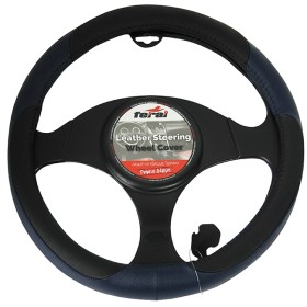 Κάλυμμα Τιμονιού Αυτοκινήτου Δερμάτινο Μαύρο-Μπλε Small 36cm Κάλυμμα Τιμονιού Αυτοκινήτου Δερμάτινο Μαύρο-Μπλε Small 36cm