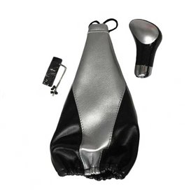 Πόμολο Και Φυσούνα Λεβιέ Ταχυτήτων Γκρι Δερματίνη Πόμολο Και Φυσούνα Λεβιέ Ταχυτήτων Γκρι Δερματίνη