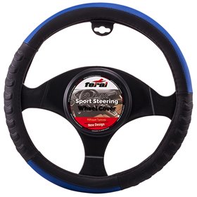 Κάλυμμα Τιμονιού Αυτοκινήτου Δερματίνη Ανάγλυφο Μαύρο-Μπλε Medium 38cm Κάλυμμα Τιμονιού Αυτοκινήτου Δερματίνη Ανάγλυφο Μαύρο-Μπλε Medium 38cm
