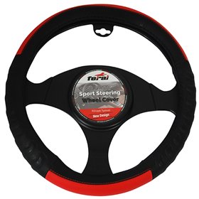 Κάλυμμα Τιμονιού Αυτοκινήτου Δερματίνη Ανάγλυφο Μαύρο-Κόκκινο Medium 38cm Κάλυμμα Τιμονιού Αυτοκινήτου Δερματίνη Ανάγλυφο Μαύρο-Κόκκινο Medium 38cm