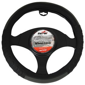 Κάλυμμα Τιμονιού Αυτοκινήτου Δερματίνη Ανάγλυφο Μαύρο-Γκρι Medium 38cm Κάλυμμα Τιμονιού Αυτοκινήτου Δερματίνη Ανάγλυφο Μαύρο-Γκρι Medium 38cm