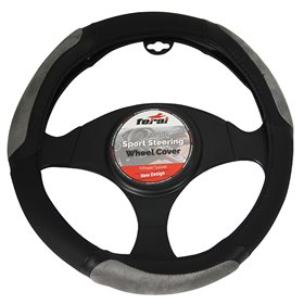 Κάλυμμα Τιμονιού Αυτοκινήτου Δερματίνη Δίχρωμο Μαύρο-Γκρι Medium 38cm Κάλυμμα Τιμονιού Αυτοκινήτου Δερματίνη Δίχρωμο Μαύρο-Γκρι Medium 38cm
