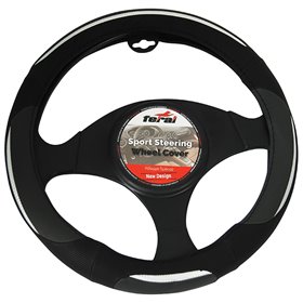 Κάλυμμα Τιμονιού Αυτοκινήτου Δερματίνη Μαύρο Με Carbon Ραφή Medium 38cm Κάλυμμα Τιμονιού Αυτοκινήτου Δερματίνη Μαύρο Με Carbon Ραφή Medium 38cm