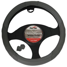 Κάλυμμα Τιμονιού Αυτοκινήτου Δερμάτινο Λείο Με Τρυπητό Γκρι Medium 38cm Κάλυμμα Τιμονιού Αυτοκινήτου Δερμάτινο Λείο Με Τρυπητό Γκρι Medium 38cm