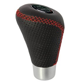 Πόμολο Λεβιέ Ταχυτήτων Δερμάτινο Τρυπητό Οβάλ Μαύρο Με Κόκκινες Ραφές Πόμολο Λεβιέ Ταχυτήτων Δερμάτινο Τρυπητό Οβάλ Μαύρο Με Κόκκινες Ραφές