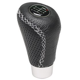 Πόμολο Λεβιέ Ταχυτήτων Δερμάτινο Οβάλ Μαύρο Με Άσπρες Ραφές Για Σηκωτή Ή Πατητή Όπισθεν Πόμολο Λεβιέ Ταχυτήτων Δερμάτινο Οβάλ Μαύρο Με Άσπρες Ραφές Για Σηκωτή Ή Πατητή Όπισθεν