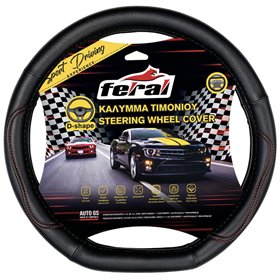 Κάλυμμα Τιμονιού Αυτοκινήτου Δερματίνη Power D Μαύρο Με Κόκκινη Ραφή Medium 38cm Κάλυμμα Τιμονιού Αυτοκινήτου Δερματίνη Power D Μαύρο Με Κόκκινη Ραφή Medium 38cm
