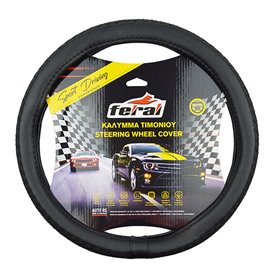 Κάλυμμα Τιμονιού Αυτοκινήτου Δερματίνη Soft Μαύρο Με Μαύρη Ραφή Medium 38cm Κάλυμμα Τιμονιού Αυτοκινήτου Δερματίνη Soft Μαύρο Με Μαύρη Ραφή Medium 38cm