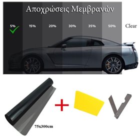 Αντιηλιακή Μεμβράνη Φιμέ Solar Super Dark Black 75x300cm (5%) Amio 01657 & 4664