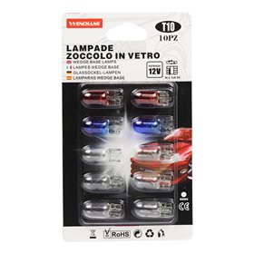 Λάμπες T10 W5W Ψείρες Σε 3 Χρώματα (Μπλε - Κόκκινο - Λευκό) Σετ 10 Τεμάχια