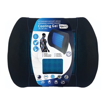 Ανατομικό-Ορθοπεδικό Μαξιλαράκι Μέσης Gel 38x35x10cm Μαύρο-Μπλε 1 Τμχ