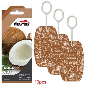 Σετ Αρωματικών Αυτοκινήτου Feral Fruity Collection Coconut 3τμχ