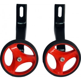Βoηθητικές ρόδες κόκκινες σετ με μπράτσα μαύρα για ποδήλατα 12 ίντσες